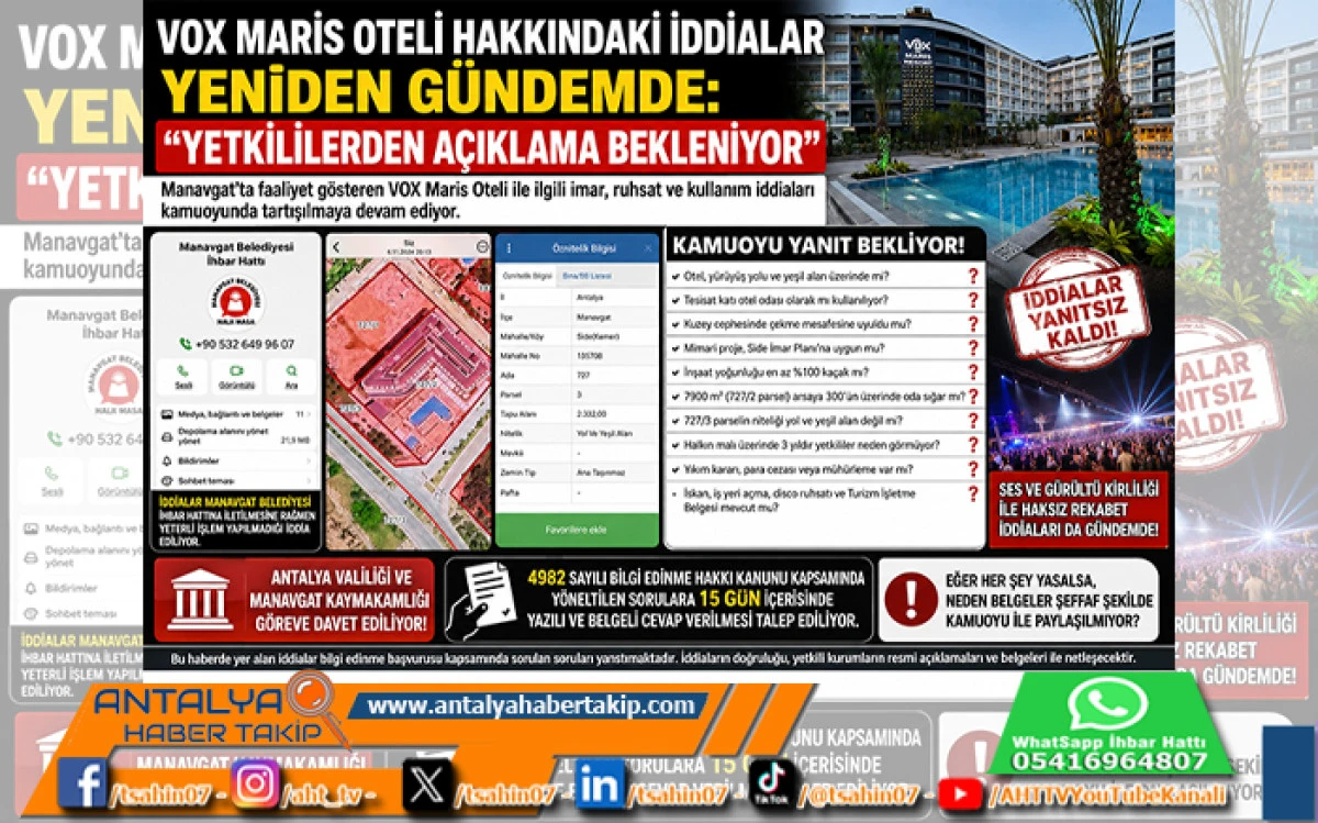 VOX Maris Oteli Hakkındaki İddialar Yeniden G&uuml;ndemde: "Yetkililerden A&ccedil;ıklama Bekleniyor"